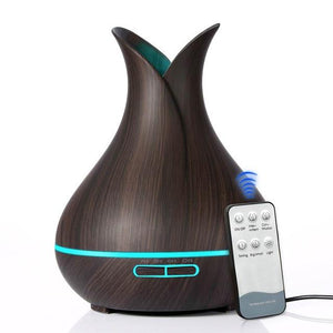 400 ml Ultrasonic Air Humidifier Aroma Essential Oil  Diffuser with Wood Grain 7 Color Changing LED Lights for Office Home